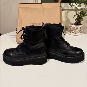 Steve Madden Black Combat Boots